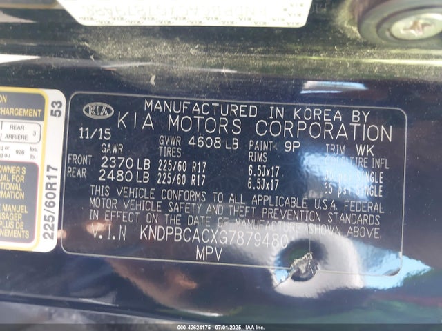 KIA dohc gdi theta ii 2016 KNDPBCACXG7879480 Image 9