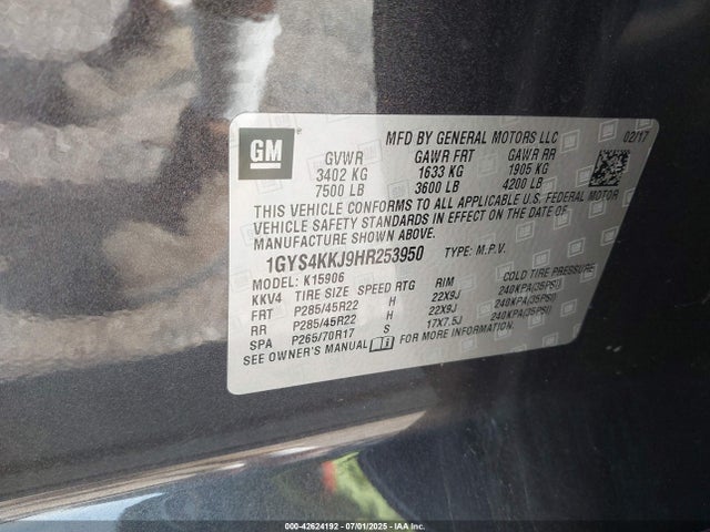 1GYS4KKJ9HR253950 Cadillac l86 -sidi: spark ignition direct injection, vvt: variable valve timing, afm, e85 max, alum