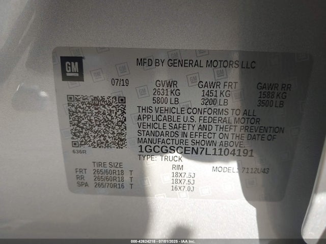 1GCGSCEN7L1104191 Chevrolet lg2 - di: direct injection, vvt: variable valve timing, alum, var2, gen2