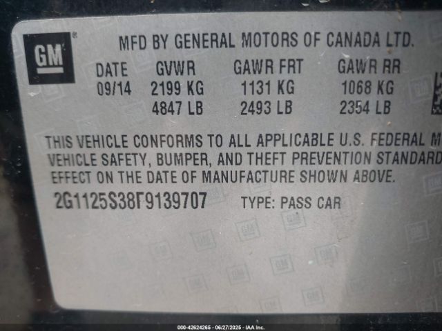 2015 CHEVROLET IMPALA 2G1125S38F9139707 Photo 8