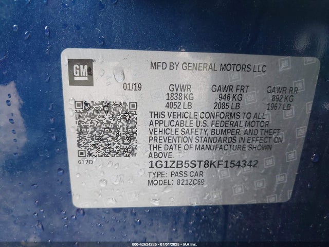 Chevrolet lfv - direct injection, variable valve timing, gen 1 2019 1G1ZB5ST8KF154342 Image 9