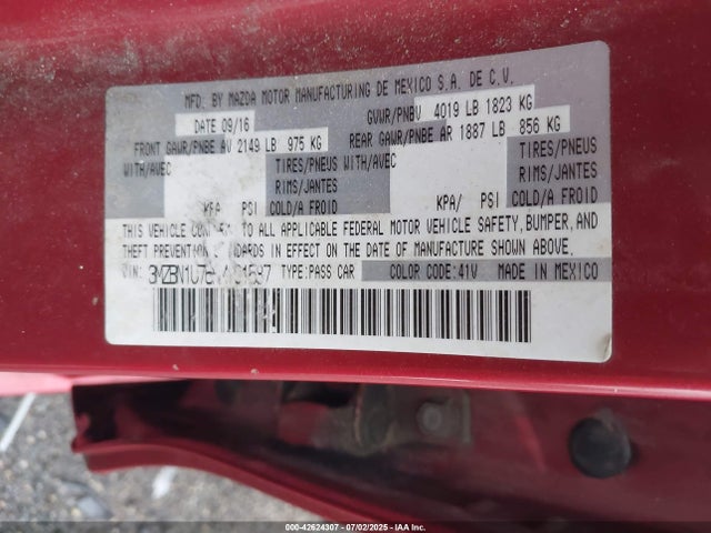 Mazda pe 2017 3MZBN1U76HM101587 Image 9