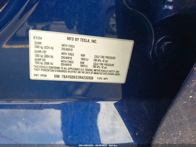 2024 TESLA MODEL Y 7SAYGDEE2RA230938 Photo 8