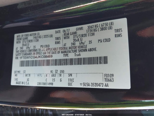 1FTEW1CG4JKC08469 Ford 3.5l gtdi