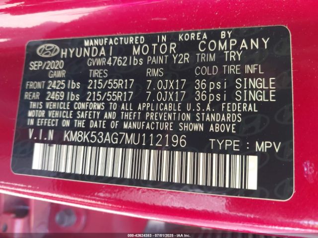 2021 HYUNDAI KONA ELECTRIC KM8K53AG7MU112196 Photo 8