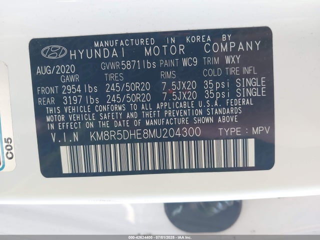 KM8R5DHE8MU204300 Hyundai gdi lambda ii
