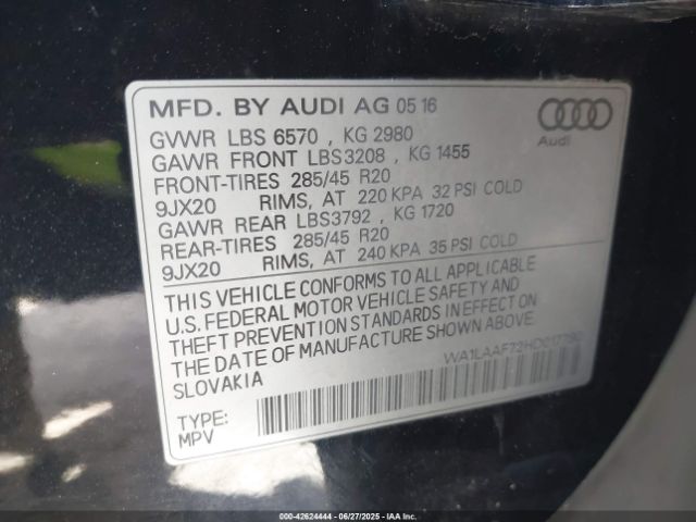 WA1LAAF72HD017790 Audi 2017