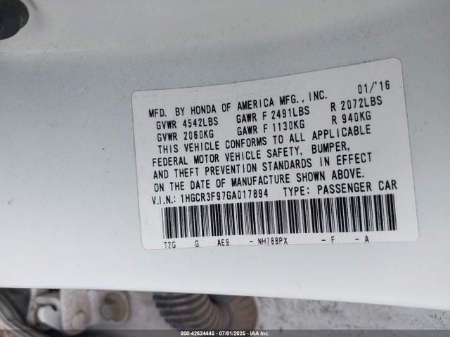 1HGCR3F97GA017894 Honda j35y1