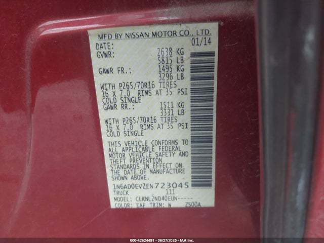Nissan 2014 2014 1N6AD0EV2EN723045 Image 9