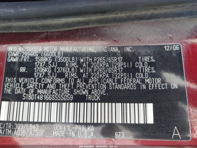 2006 TOYOTA TUNDRA 5TBDT48166S555059 Photo 8