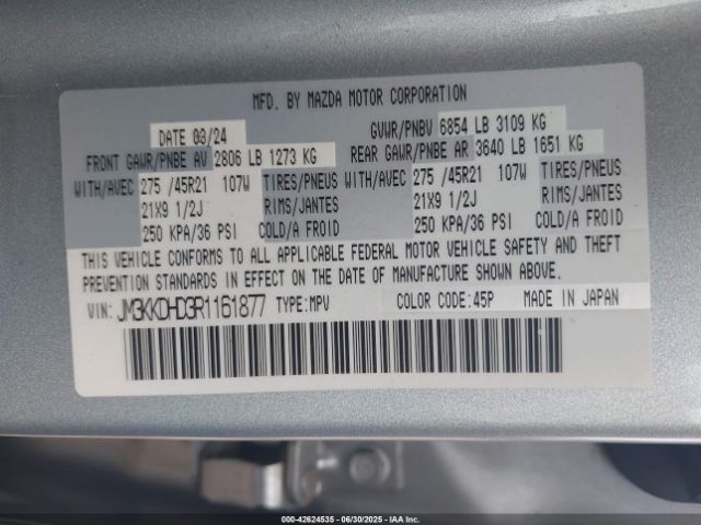 2024 MAZDA CX-90 JM3KKDHD3R1161877 Photo 8