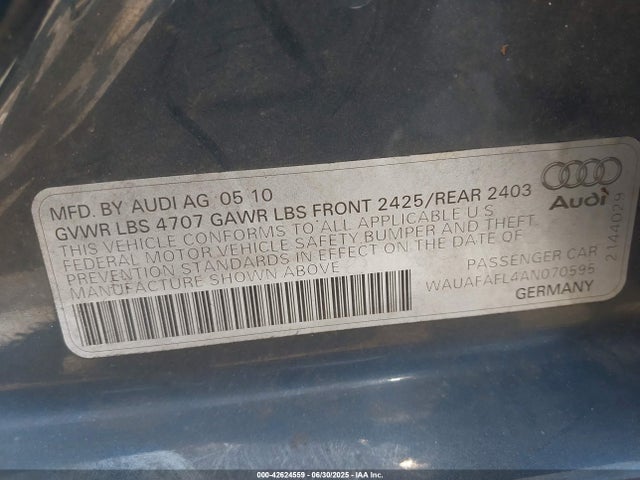 2010 AUDI A4 WAUAFAFL4AN070595 Photo 8