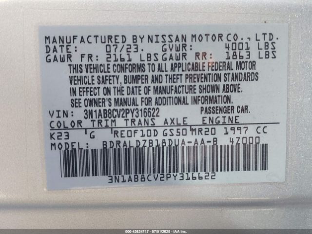 3N1AB8CV2PY316622 Nissan 2023