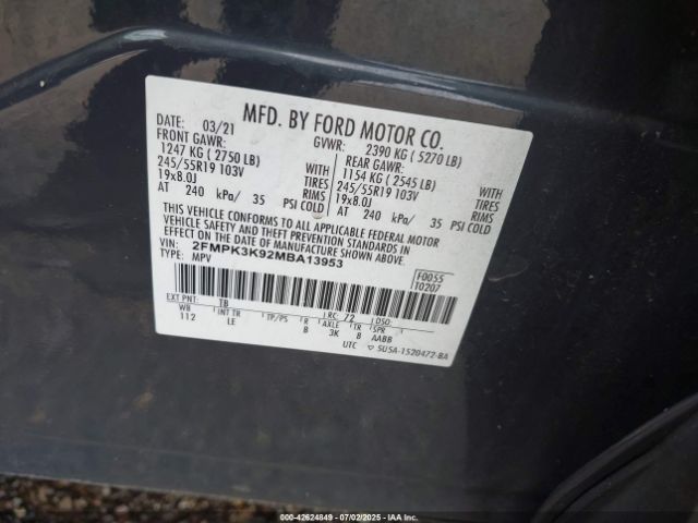 2021 FORD EDGE 2FMPK3K92MBA13953 Photo 8