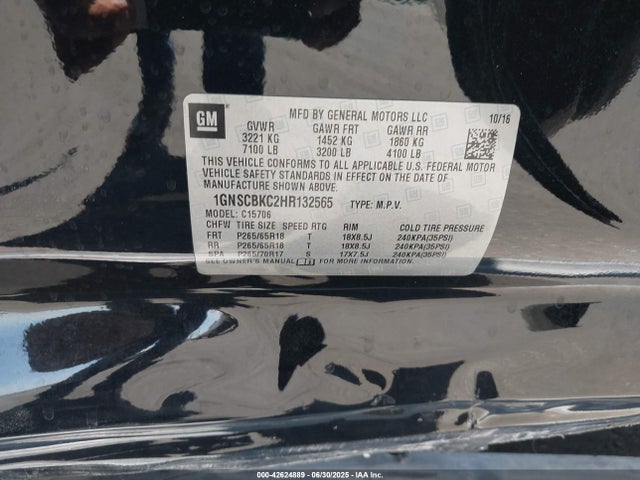 1GNSCBKC2HR132565 Chevrolet l83 - sidi: spark ignited direct injection, vvt: variable valve timing, afm, e85 max, alum