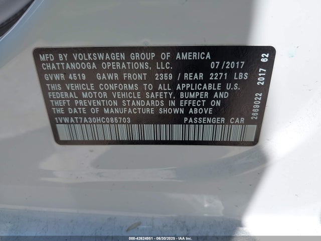 1VWAT7A30HC085703 Volkswagen 1.8 tsi