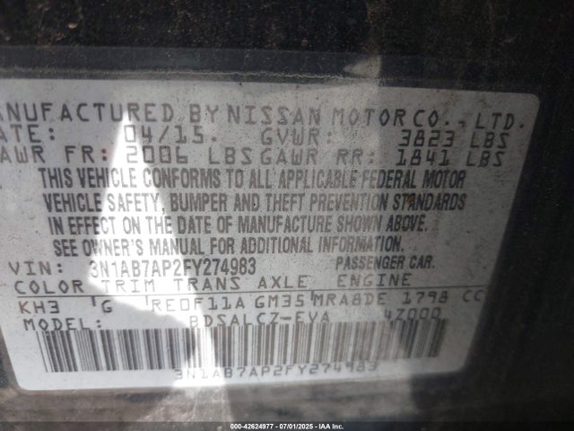 3N1AB7AP2FY274983 Nissan Sentra