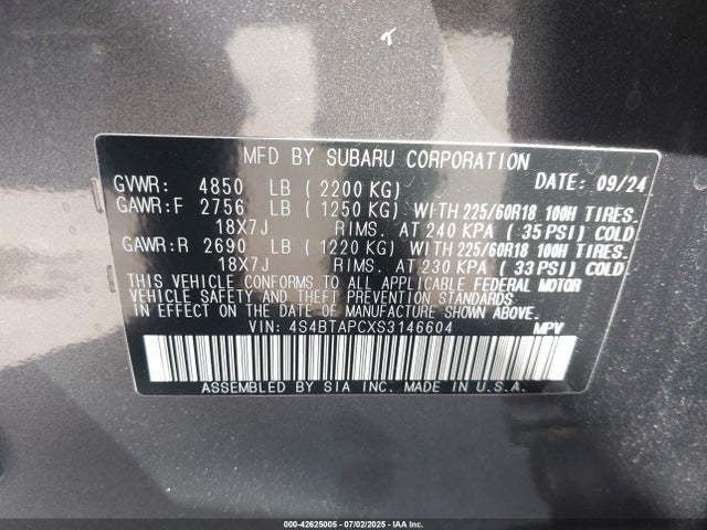 4S4BTAPCXS3146604 Subaru na, u5