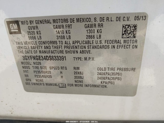 2013 CADILLAC SRX 3GYFNGE34DS633391 Photo 8
