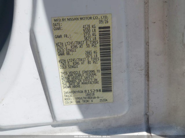 1N6AF0KY4GN815298 Nissan 2016