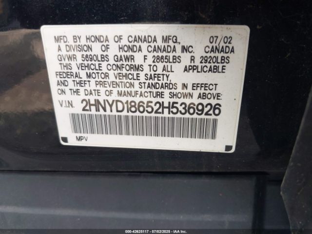 2002 ACURA MDX 2HNYD18652H536926 Photo 8