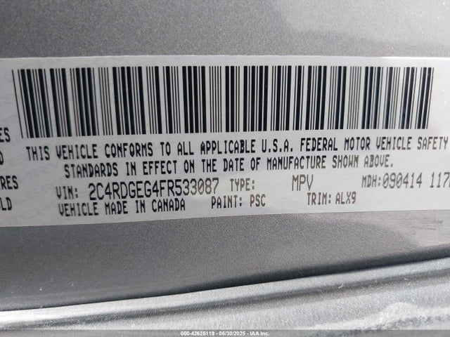 2C4RDGEG4FR533087 Dodge 2015