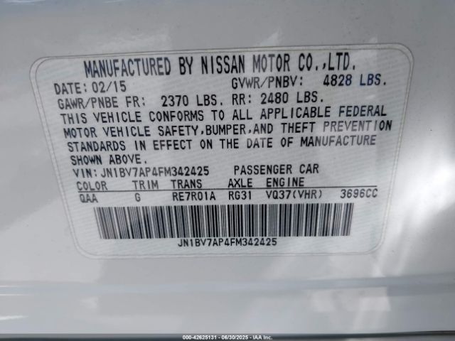 2015 INFINITI Q50 JN1BV7AP4FM342425 Photo 8