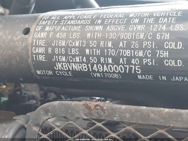2009 KAWASAKI VN1700 JKBVNRB149A000775 Photo 9