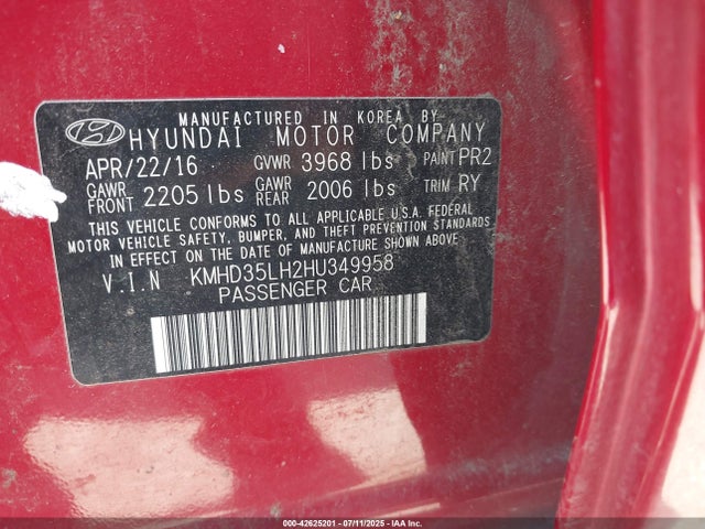 KMHD35LH2HU349958 Hyundai 2017