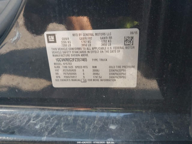 1GCVKREC2FZ357465 Chevrolet l83 - vvt, active fuel management, aluminum