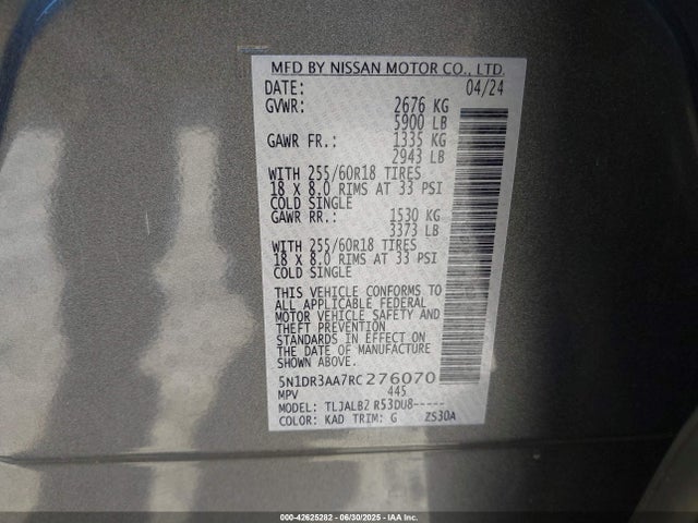 Nissan 2024 2024 5N1DR3AA7RC276070 Image 9