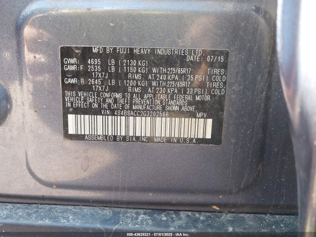 4S4BSACC2G3202566 Subaru 2.5l u5