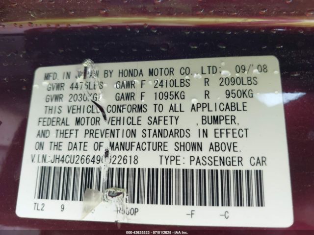 2009 ACURA TSX JH4CU26649C022618 Photo 8