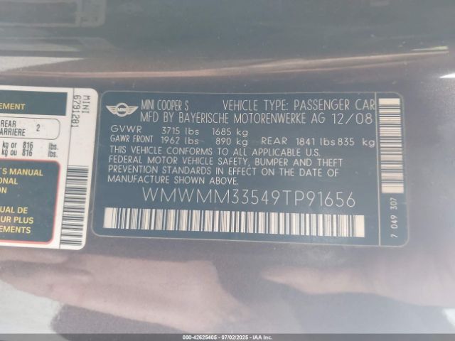 2009 MINI COOPER S CLUBMAN WMWMM33549TP91656 Photo 8