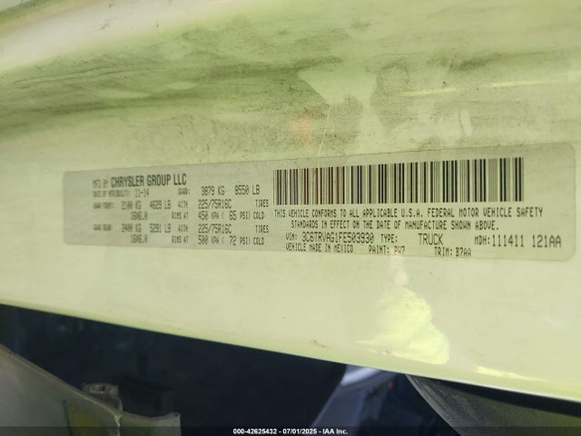 RAM 2015 2015 3C6TRVAG1FE503930 Image 9