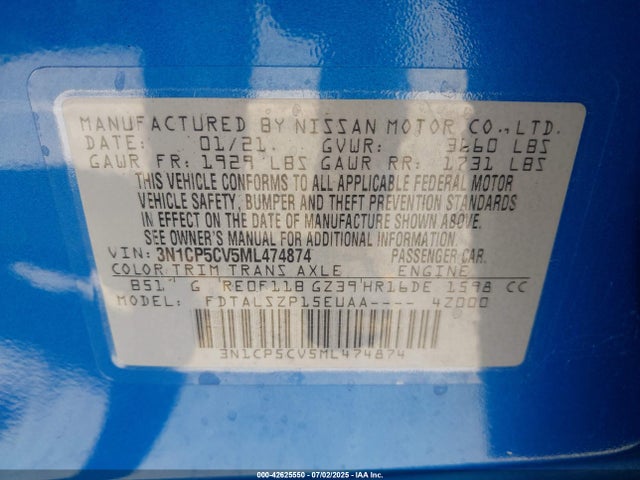 Nissan 2021 2021 3N1CP5CV5ML474874 Image 9