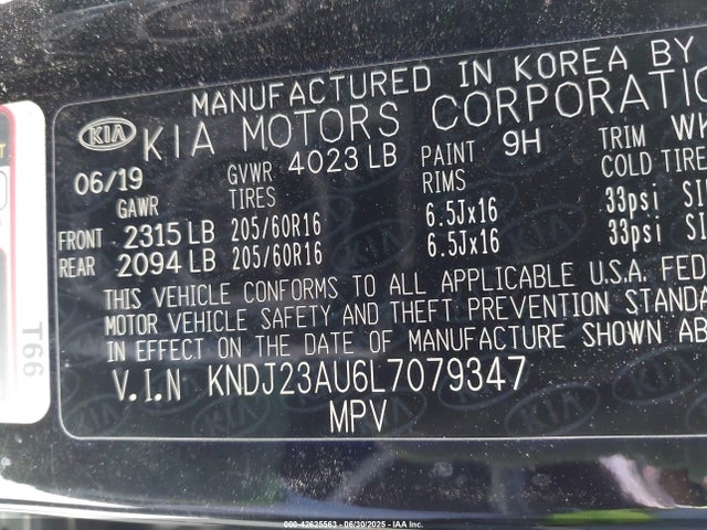 KNDJ23AU6L7079347 KIA mpi nu