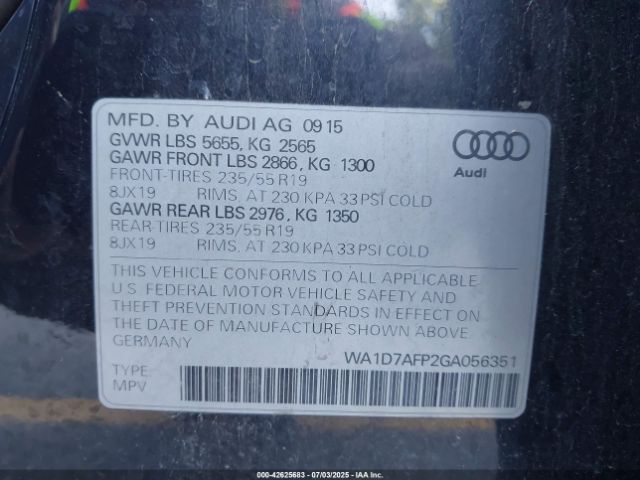 2016 AUDI Q5 WA1D7AFP2GA056351 Photo 8
