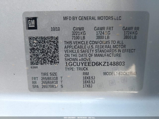 1GCUYEED6KZ148803 Chevrolet l84 - di, dfm, alum, gen 5, var 2