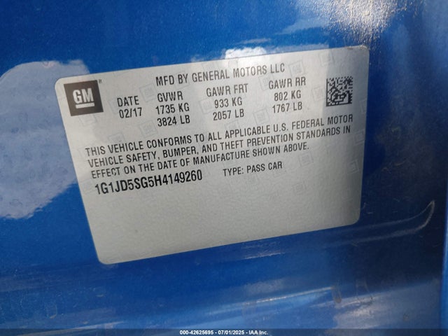 1G1JD5SG5H4149260 Chevrolet lwe - mfi, vvt: variable valve timing