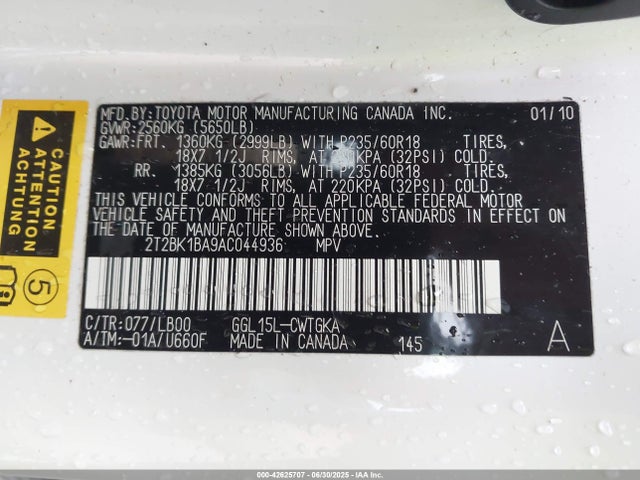 Продажа на аукционе авто 2010 Lexus Rx 350, vin: 2T2BK1BA9AC044936, номер лота: 42625707