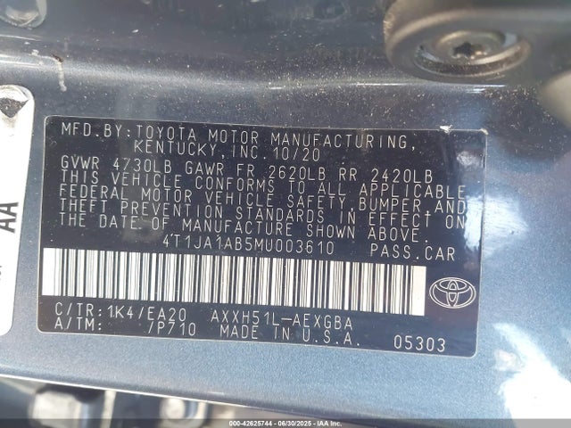 4T1JA1AB5MU003610 Toyota a25a-fxs, 3nm