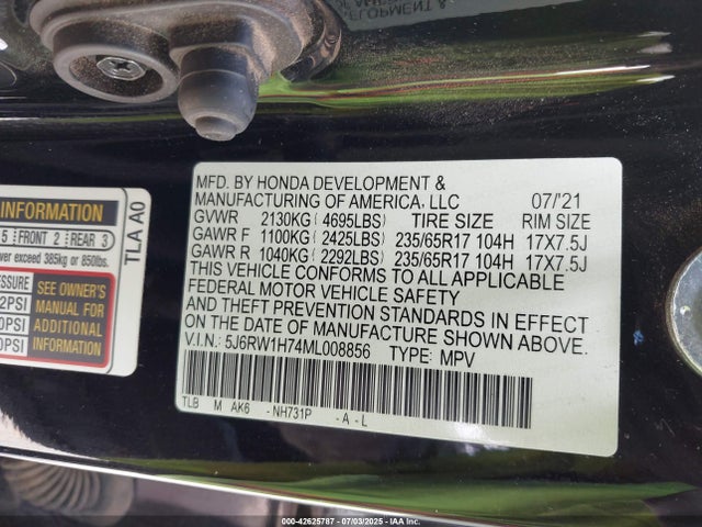 Honda l15be 2021 5J6RW1H74ML008856 Image 9