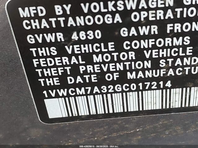 2016 VOLKSWAGEN PASSAT 1VWCM7A32GC017214 Photo 8