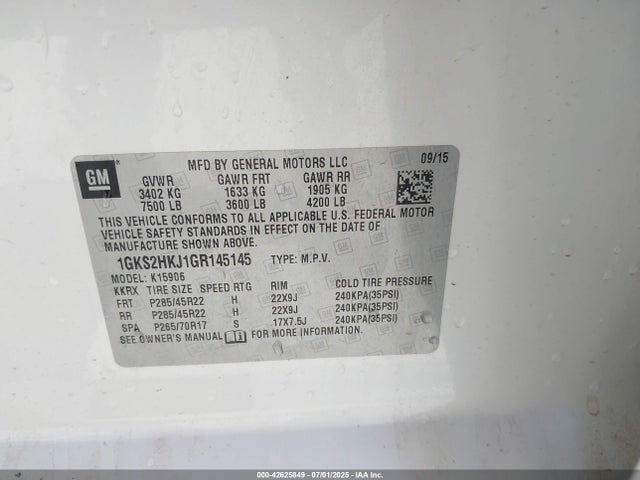 1GKS2HKJ1GR145145 GMC l86 - sidi, vvt, afm, e85 max, alum