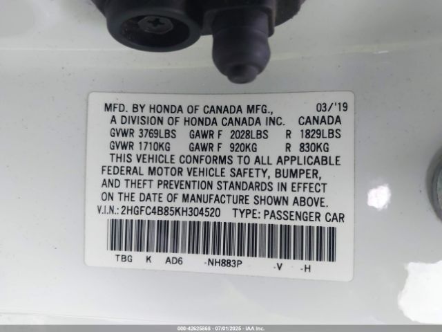 2019 HONDA CIVIC 2HGFC4B85KH304520 Photo 8
