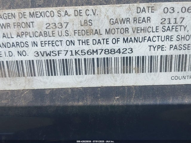 Aukcja sprzedaży 2006 Volkswagen Jetta 2.5, vin: 3VWSF71K56M788423, numer aukcji: 42625936