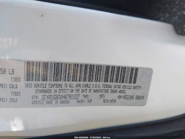 2017 DODGE GRAND CARAVAN 2C4RDGBG0HR781537 Photo 8