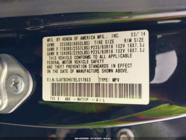 2014 ACURA RDX 5J8TB3H57EL017653 Photo 8