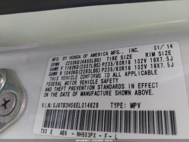 2014 ACURA RDX 5J8TB3H56EL014629 Photo 8